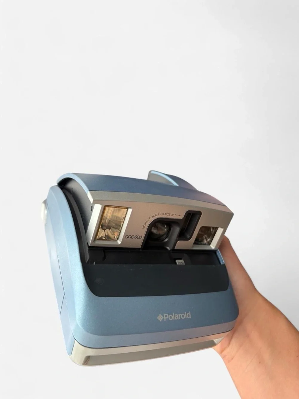 Blue and Gray One600 Shot Polaroid camera